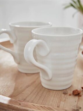 Sophie Conran Portmeirion Classic White Ribbed Ceramic Mug - Set of 4
